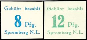 Spremberg 8 and 12 Pf perforated and cut in ... 