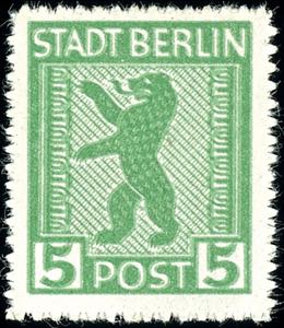 Soviet Sector of Germany 5 Pf. Berlin bear, ... 