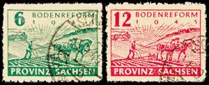 Soviet Sector of Germany 6 and 12 Pf land ... 