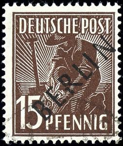 Berlin 15 penny black overprint, overprint ... 