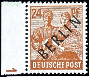 Berlin 24 penny black overprint, from left ... 
