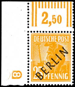 Berlin 25 Pfg black overprint from the left ... 