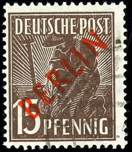 Berlin 15 penny red overprint, overprint ... 