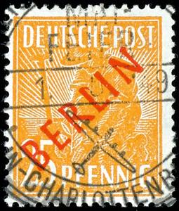 Berlin 25 penny red overprint, overprint ... 