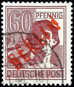 Berlin 60 penny red overprint, variety ... 