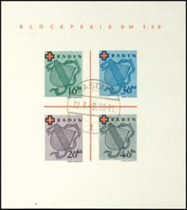 Baden Red cross souvenir sheet, type I / ... 