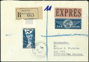 French Andorra 1955, 500 Fr. Airmail stamp ... 