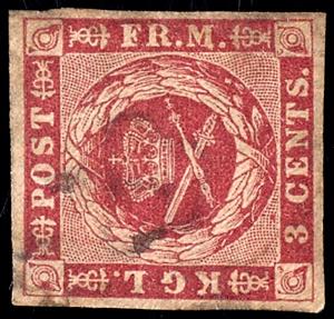Danish West Indies 1856, 3 C. Dark carmine, ... 