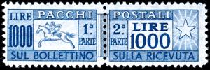 Italy Parcel Stamps 1954, 1000 L. Cavallino, ... 