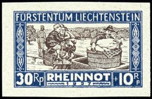 Liechtenstein 1938 Rhine need, unperforated ... 