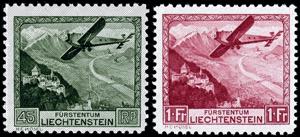 Liechtenstein 1930, 15 Rp - 1 Fr. Airmail, 6 ... 