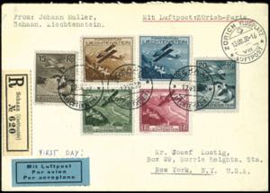 Liechtenstein 1930, 15 Rp - 1 Fr. Airmail ... 