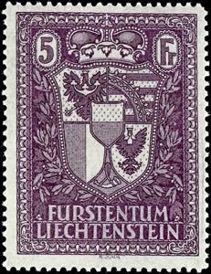 Liechtenstein 5 Fr. National coat of arms, ... 