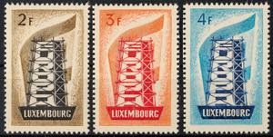 Luxembourg 2 to 4 Fr. Europe Cept 1956, in ... 
