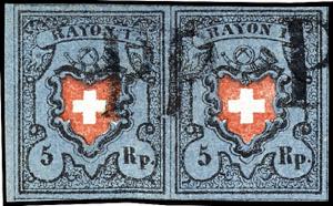 Schweiz 1850, 5  Rp. Rayon I. ohne ... 