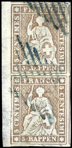 Schweiz 1856, 5 Rp. Sitzende Helvetia, ... 