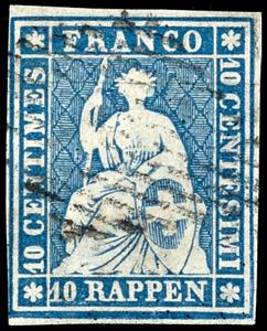 Schweiz 1856, 10 Rp. Sitzende Helvetia, ... 