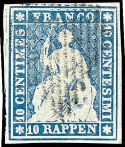 Switzerland 1854, 10 Rp Prussian blue, ... 