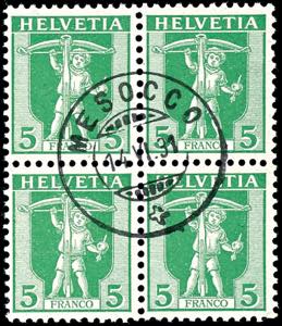 Schweiz 1907, 2 Rp. bis 5 Rp. Tellknabe im ... 
