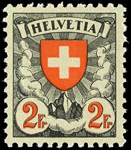 Switzerland 1933-1934, 90 C. 2 Fr. Coat of ... 