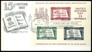 UN New York 1955, souvenir sheets issue \10 ... 
