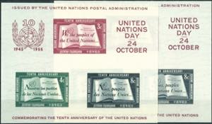 UN New York 1955, souvenir sheets issue day ... 