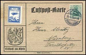 Zeppelin Mail 1913, airmail on the Rhine / ... 