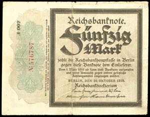 Deutsche Reichsbanknoten 1874-1945 50 Mark, ... 
