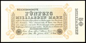 Deutsche Reichsbanknoten 1874-1945 50 Mrd. ... 