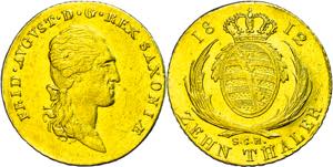 Sachsen 10 Taler, Gold, 1812, Friedrich ... 