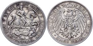 Prussia 3 Mark, 1915, Mansfeld, margin ... 