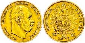 Prussia 10 Mark, 1873, C, Wilhelm I., ss. J. ... 