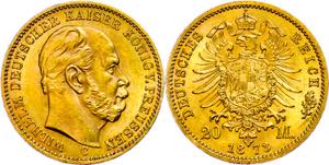 Prussia 20 Mark, 1873, Wilhelm I., Mzz C, ... 