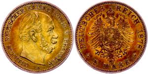 Prussia 5 Mark, 1878, A, Wilhelm I., patina, ... 