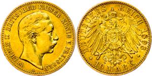 Prussia 10 Mark, 1893, Wilhelm II., ss. J. ... 