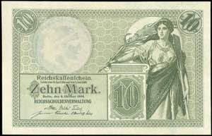 Deutsche Reichsbanknoten 1874-1945 10 Mark ... 