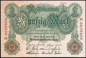 Deutsche Reichsbanknoten 1874-1945 50 Mark ... 