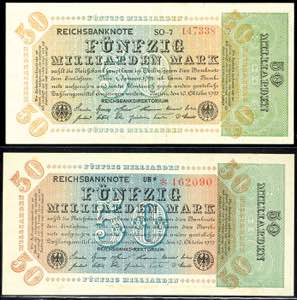 Deutsche Reichsbanknoten 1874-1945 2x 50 ... 