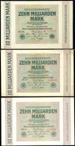 Deutsche Reichsbanknoten 1874-1945 3x 10 ... 