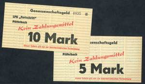 Banknoten DDR LPG Fortschritt Pfiffelbach ... 