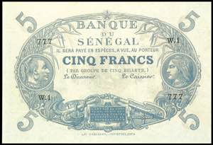 Banknoten Afrika und Naher Osten Senegal, 5 ... 