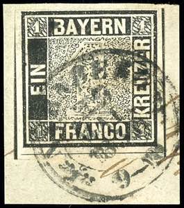 Bayern 1 Kr. schwarz, Platte 1, auf ... 