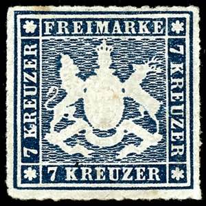 Württemberg 7 Kreuzer schieferblau, ... 