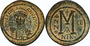 Münzen Byzanz Justinianus, 527-565, Follis ... 