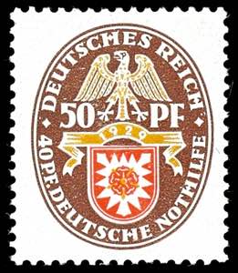 Deutsches Reich 50+40 Pf Nothilfe Wappen ... 