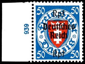 Deutsches Reich 3, 15 und 50 Pfg Danzig ... 