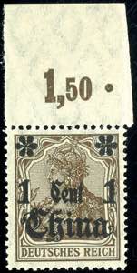 Deutsche Post in China 1 Cent auf 3 Pf ... 