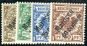 Deutsche Post in Marokko 3, 5, 20 und 50 Pf ... 