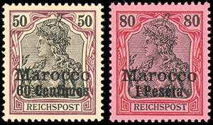 Deutsche Post in Marokko 3 C auf 3 Pf bis 1 ... 