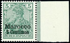 Deutsche Post in Marokko 5 C. auf 5 Pf, ... 
